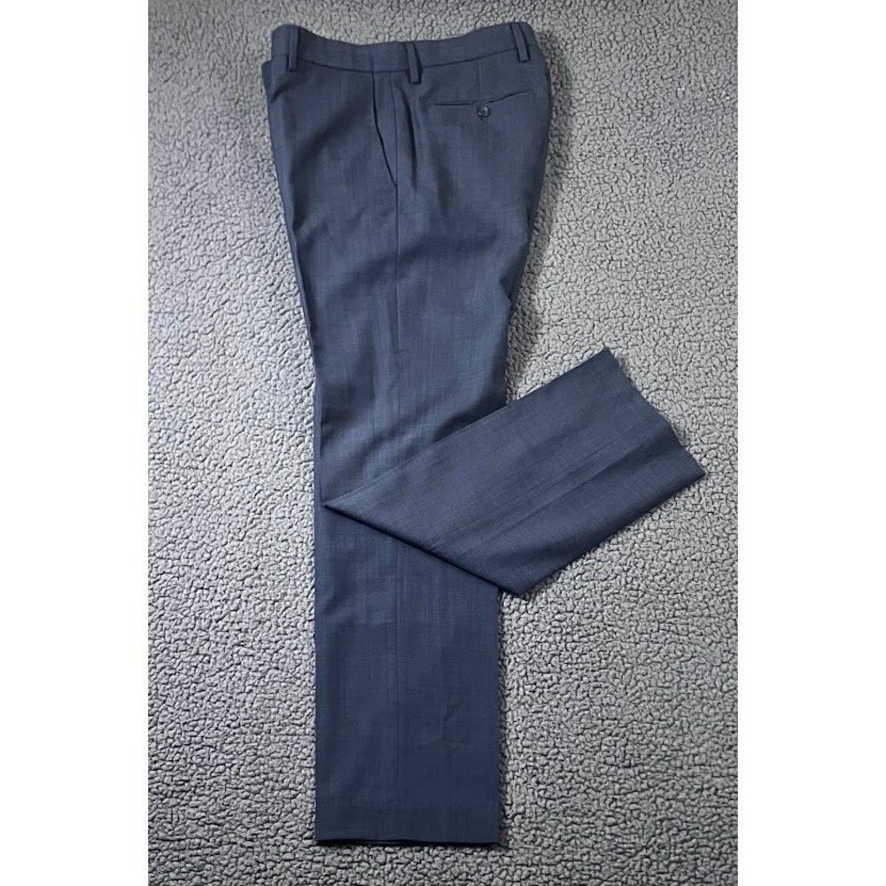 Banana Republic Mens 32x34 Tailored Slim Fit Dark Navy Sharkskin Dress Pants